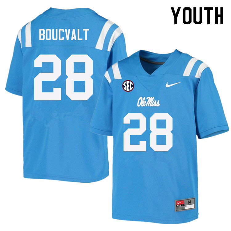 Lex Boucvalt Ole Miss Rebels NCAA Youth Powder Blue #28 Stitched Limited College Football Jersey FTD0158VJ